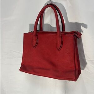 Urban Expressions Red Leather Satchel with Top Handles